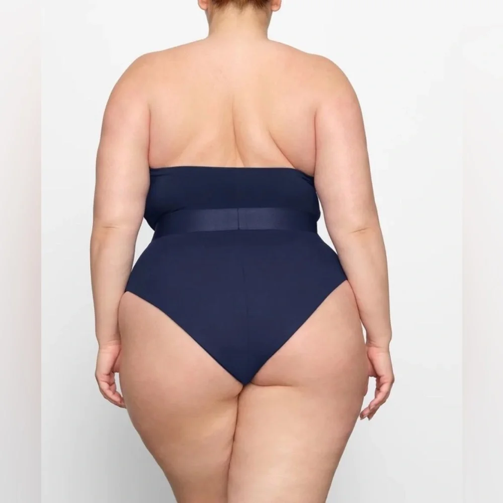 NWT Skims Sculpting Swimsuit Strapless One Piece Belted Midnight Blue Size 4X